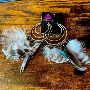 Paparazzi bronze feather hoops- nwt